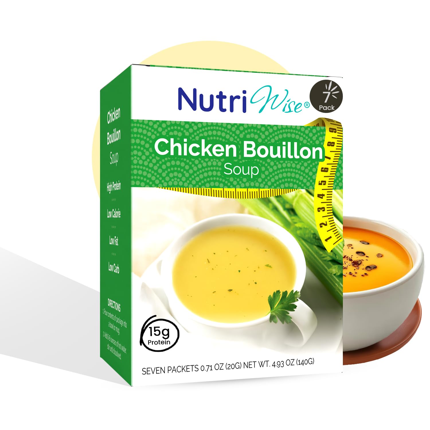 NutriWise High Protein Soup | Chicken Bouillon | 15g Protein, Low Calorie, Low Carb, Low Fat, Low Sugar | Gluten Free Diet for H
