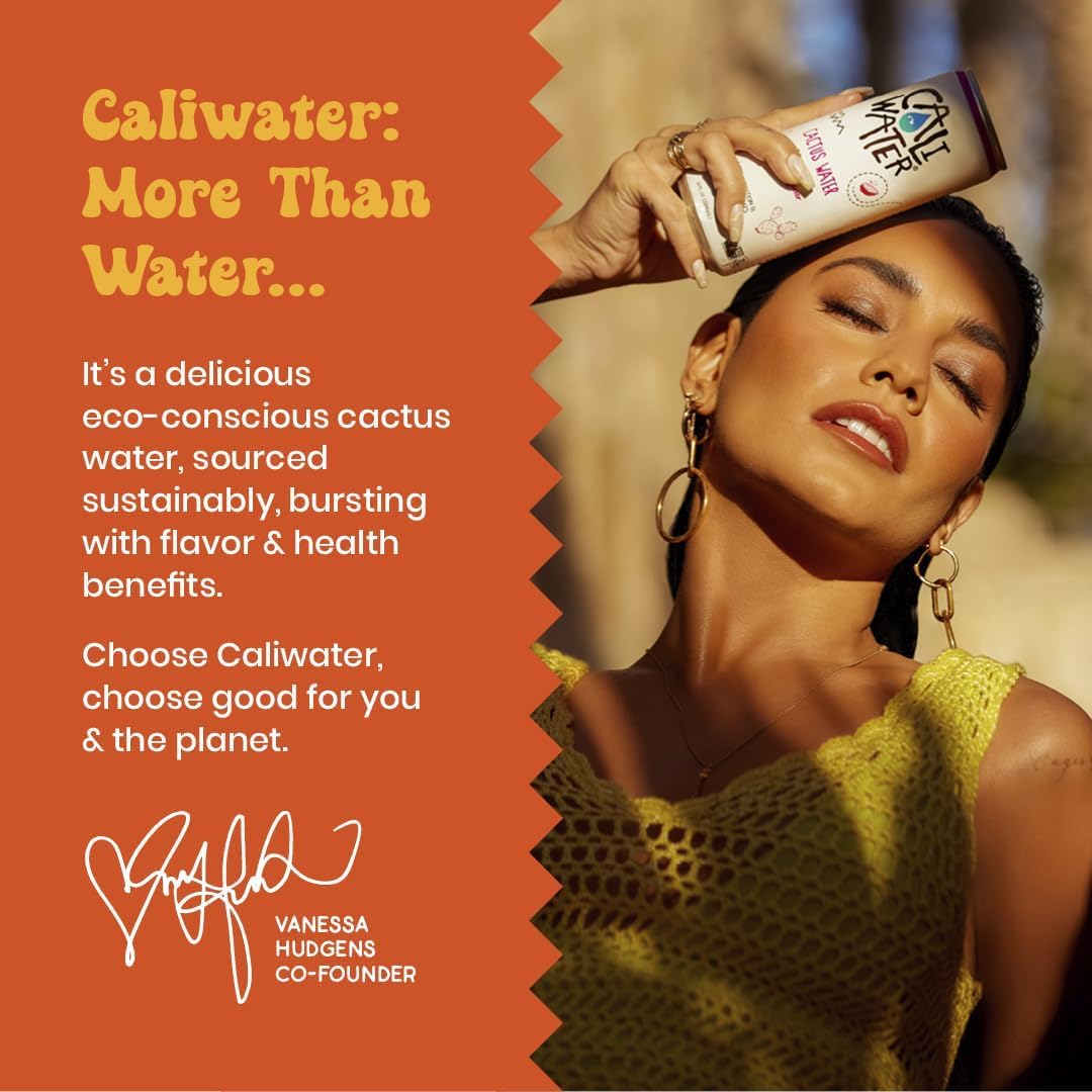 Caliwater - Organic Cactus Water - Wild Prickly Pear - 5G Sugar, 25 Calories - Coconut Water Alternative - Natural Plant Based Hydration - Skin Care, Electrolyte Drinks - Flavored Water - 12 Cans