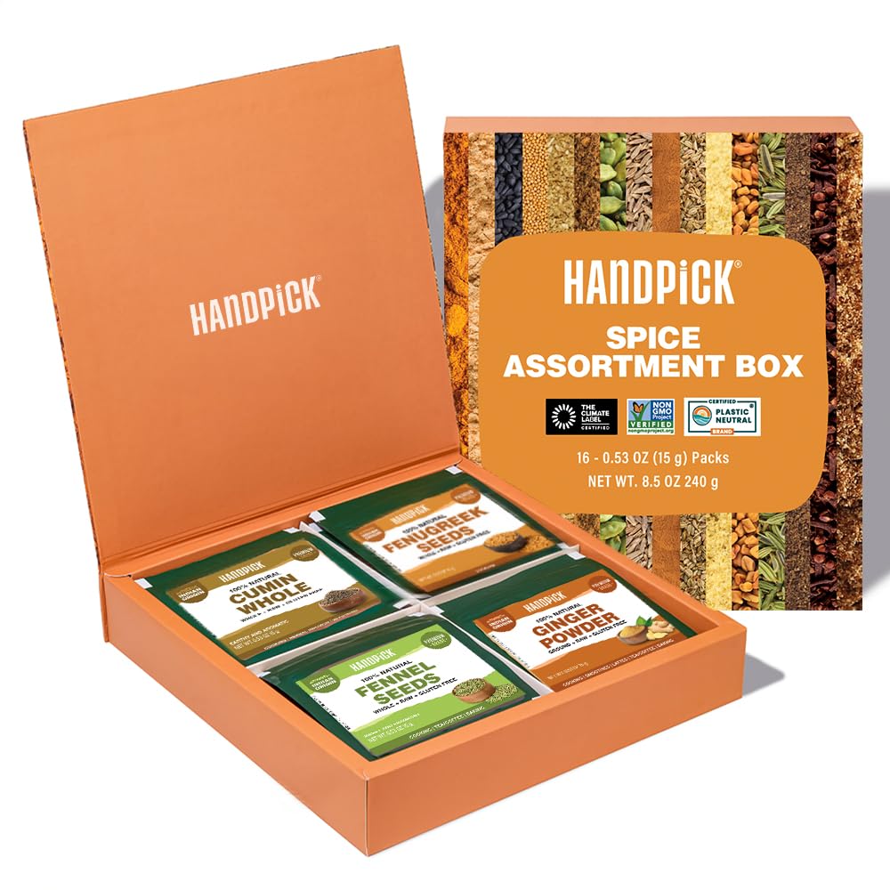 Handpick Assorted Spice Set - 16 Exotic Spices | Gluten-Free  Non-Gmo | Essential Cooking Gift Set From India