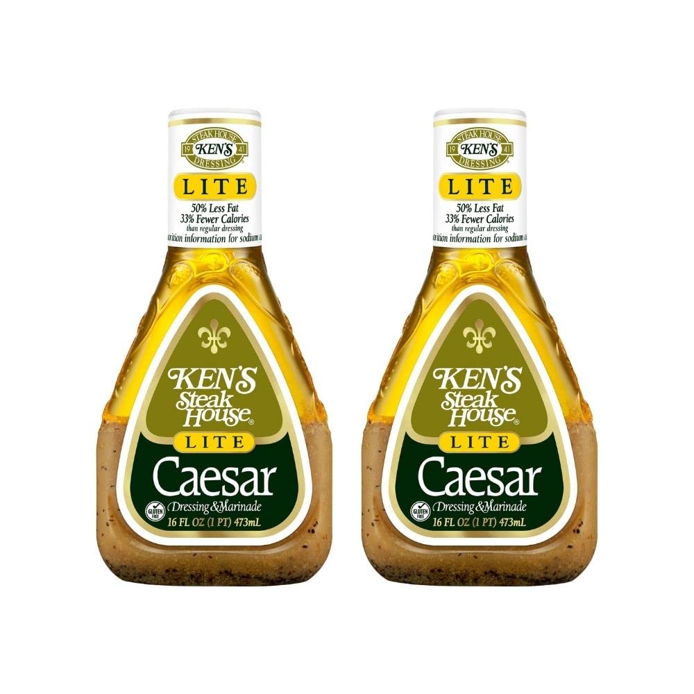 Kens Steak House Lite Caesar Dressing - 16 Fl Oz (Pack of 2)