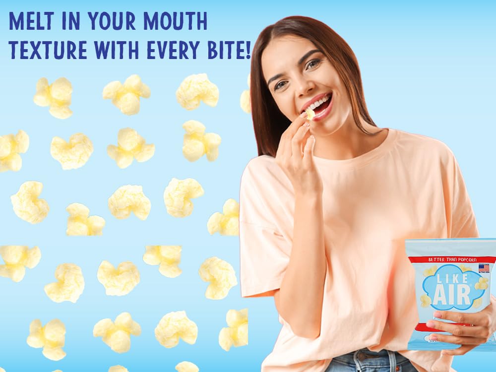 Like Air Puffcorn 2 Flavor Variety Pack (0.5 oz, Pack of 20) White Cheddar and Classic Puff Corn, Single Serve Snacks, 80 Calori