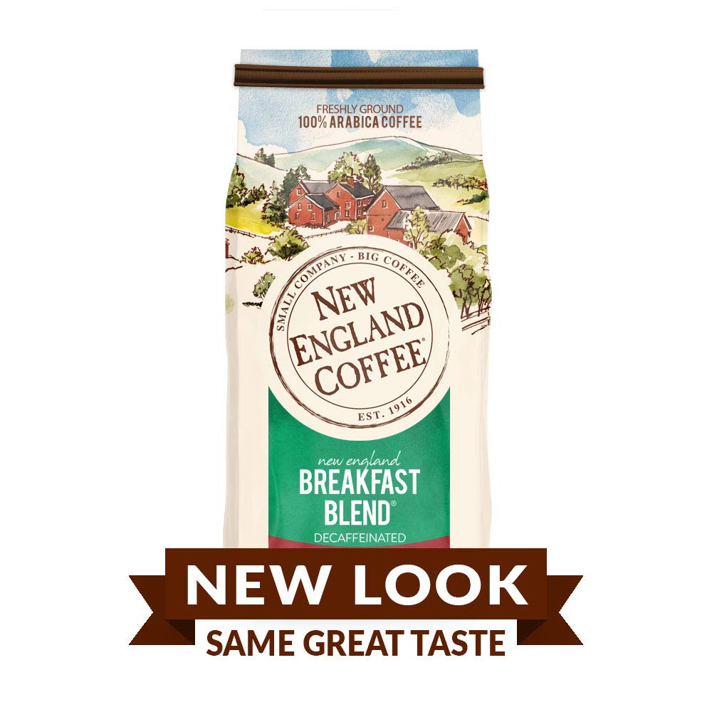 New England Coffee Breakfast Blend Decaffeinated Medium Roast Ground Coffee  10oz Bag (Pack of 1)