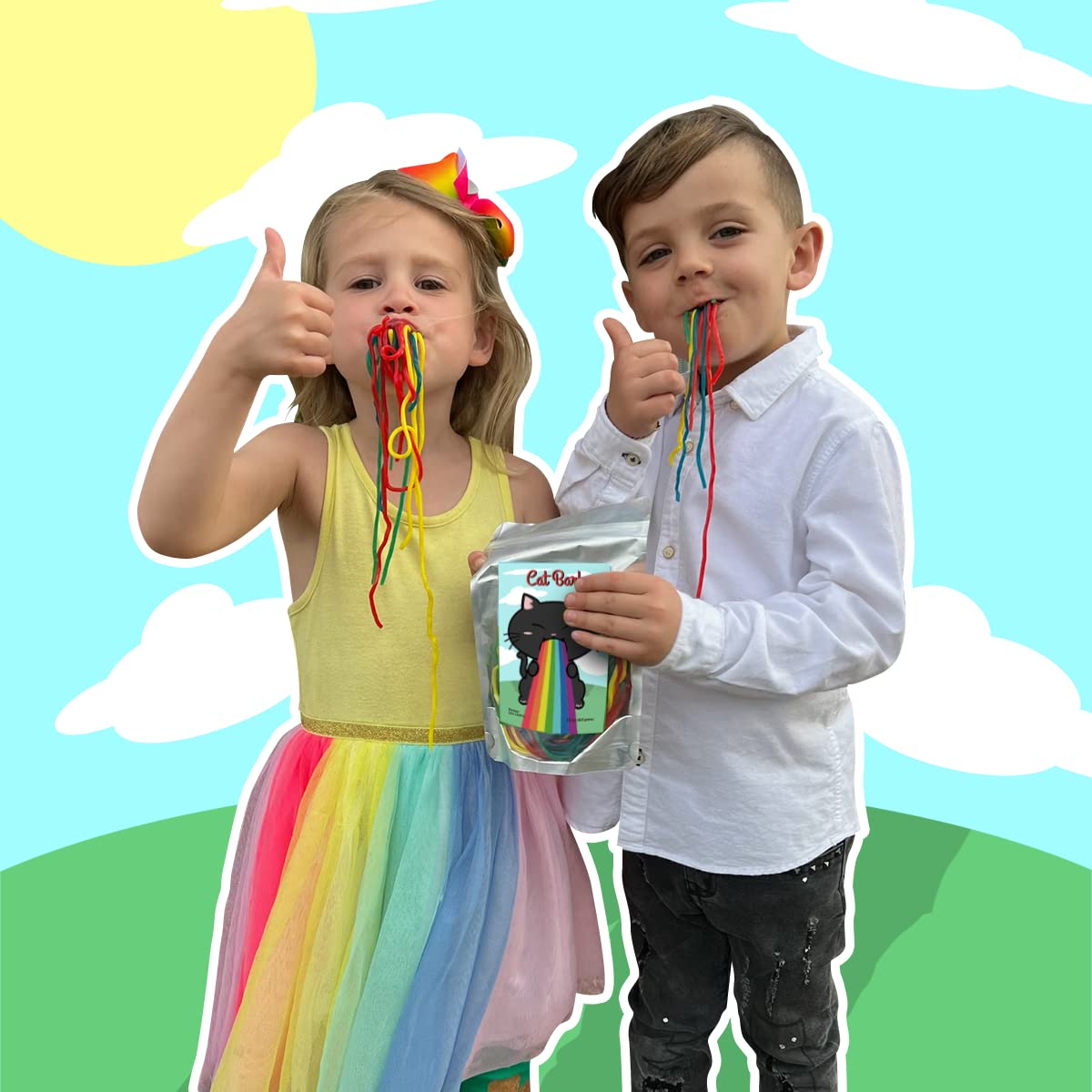 Cat Barf Rainbow Licorice Laces Rainbow Laces Fruity Candy Strings Funny Unique Valentine'S Day Gag Gift For Teens, Girls, Boys And Kids
