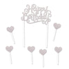 Beistle Silver Glitter Happy Birthday Cake Topper - 5½ x 8 Plastic Model 52216-S