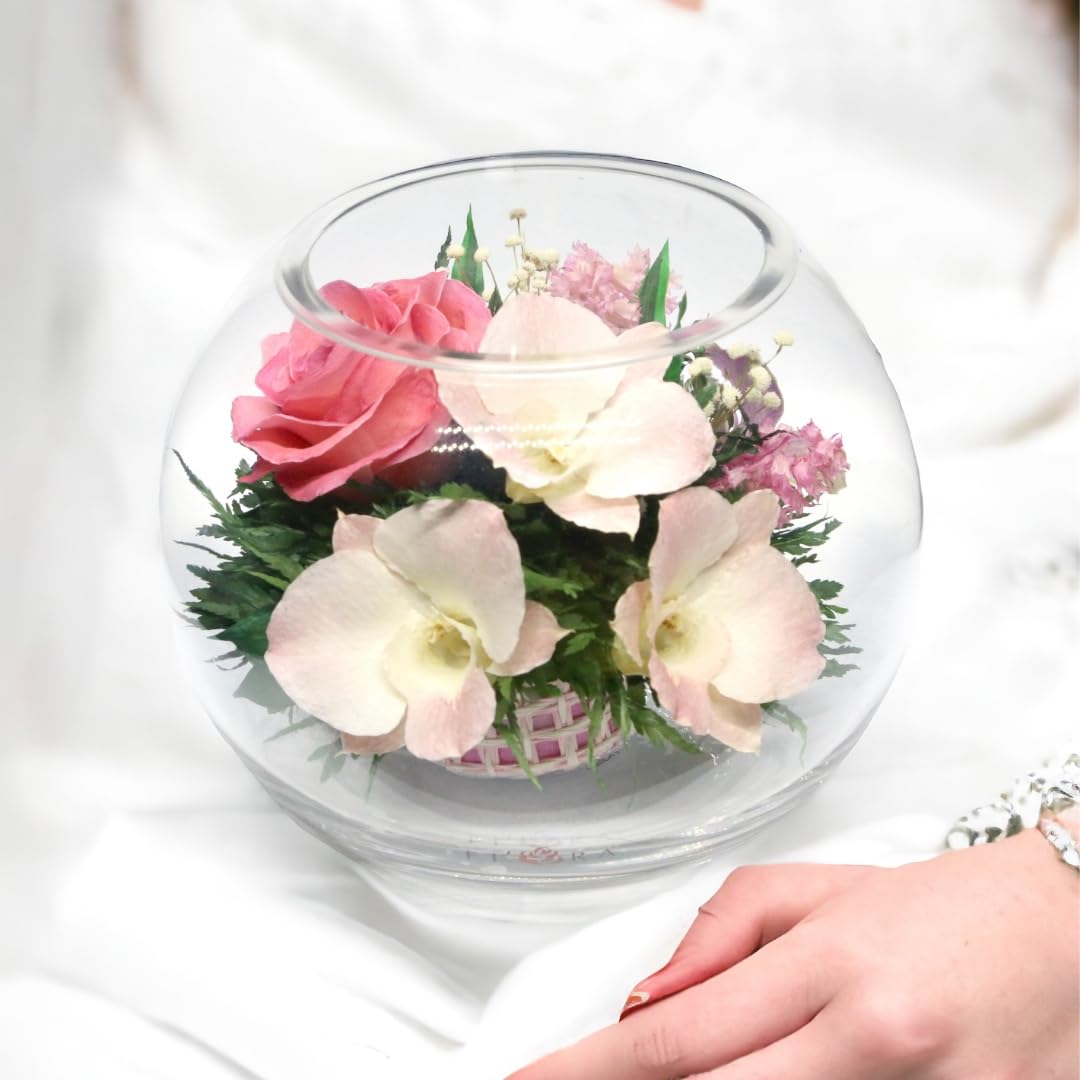 Fiora Flower | Long Lasting Real Roses And Orchids | Lasts Up To 5 Years | Anniversary Floral Arrangement | Unique Present Gift