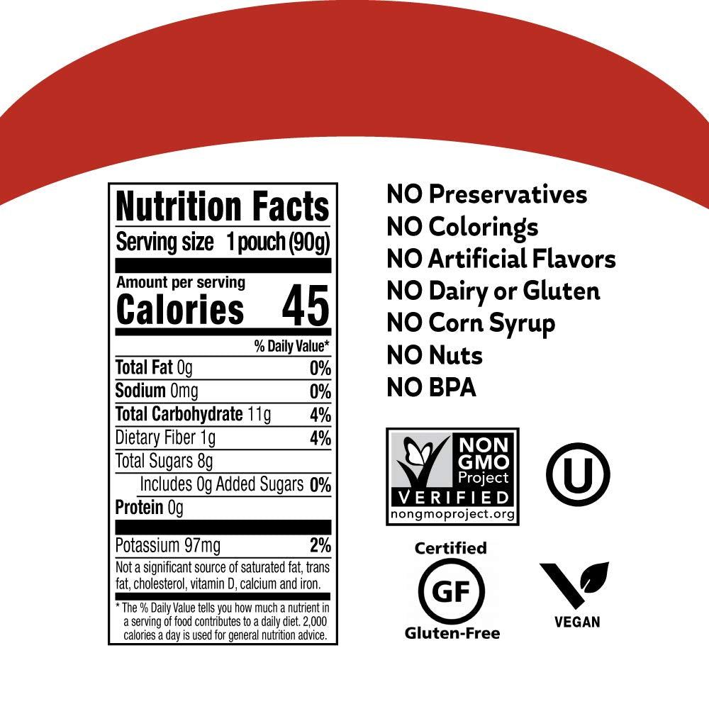 Buddy Fruits Snacks To Go Strawberry Unsweetened Applesauce 3.2Oz Pouch (18Pk) Gluten-Nut-Dairy-Preservatives-Bpa Free, Non Gmo,