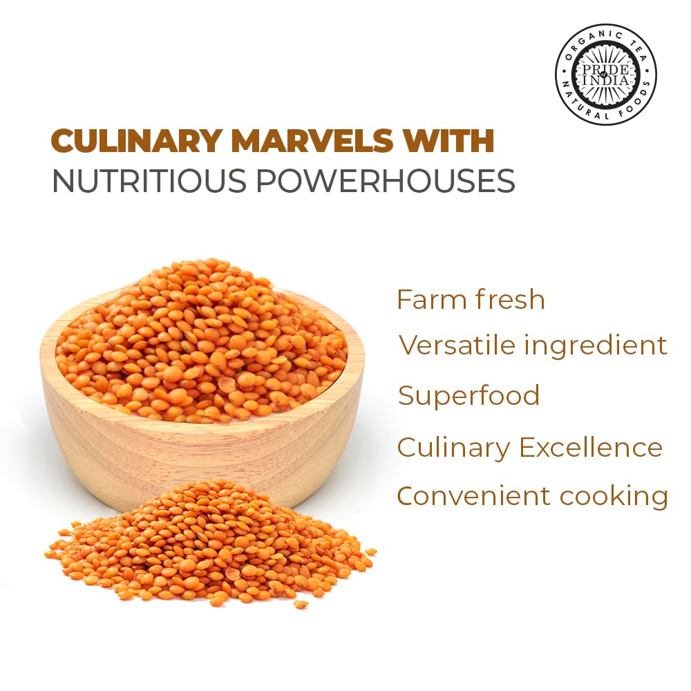 Pride Of India - Indian Split Masur Red Lentils - Protein & Fiber Rich Masoor Dal, 1.5 Pound Jar
