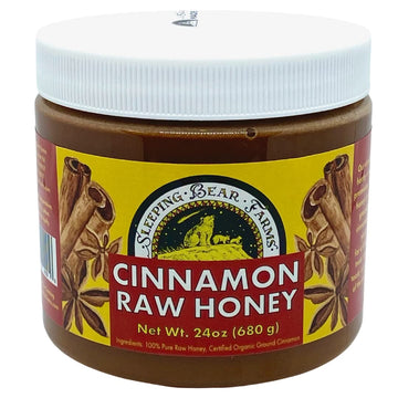 Cinnamon Raw Honey - Untreated Unprocessed Creamy Raw Honey W/Certified Organic Cinnamon - Sleeping Bear Farms