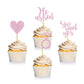 Donoter 24 Pieces Pink Glitter Engagement Cupcake Toppers He Asked She Said Yes Diamond Ring Heart Cupcake Picks For Wedding Bri