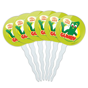 GRAPHICS & MORE Gumby Cupcake Picks Set of 6 - Multi Color - Acrylic Decoration Toppers