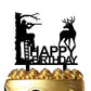 Ximoogoooz Hunting Birthday Cake Topper - Hunter In Tree Stand Aiming The Deer - Camping Themed Deer Hunter Cake Topper For Men'