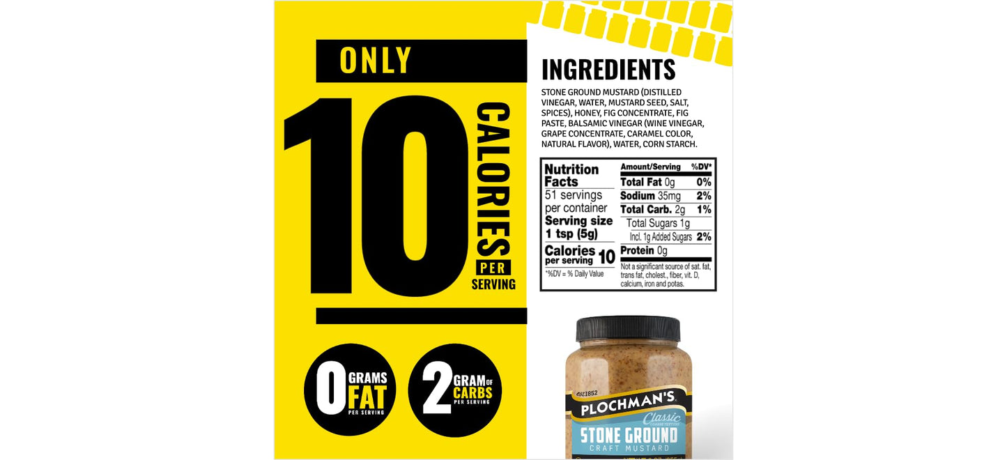Plochman, Stone Ground Mustard, 9 oz, Coarse Grain Texture