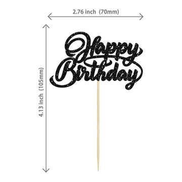 24Pcs Happy Birthday Cupcake Toppers Glitter Birthday Cupcake Food Picks For Celebrating Happy Birthday Party Cake Decorations S