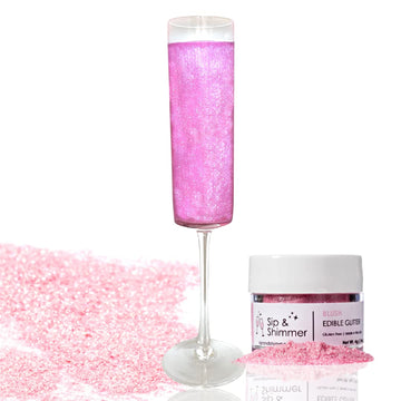 Sip & Shimmer Edible Glitter for Drinks – Food-Grade Cocktail Glitter – Small Size – Light Pink – Kosher, Nut-Free, Gluten-Free