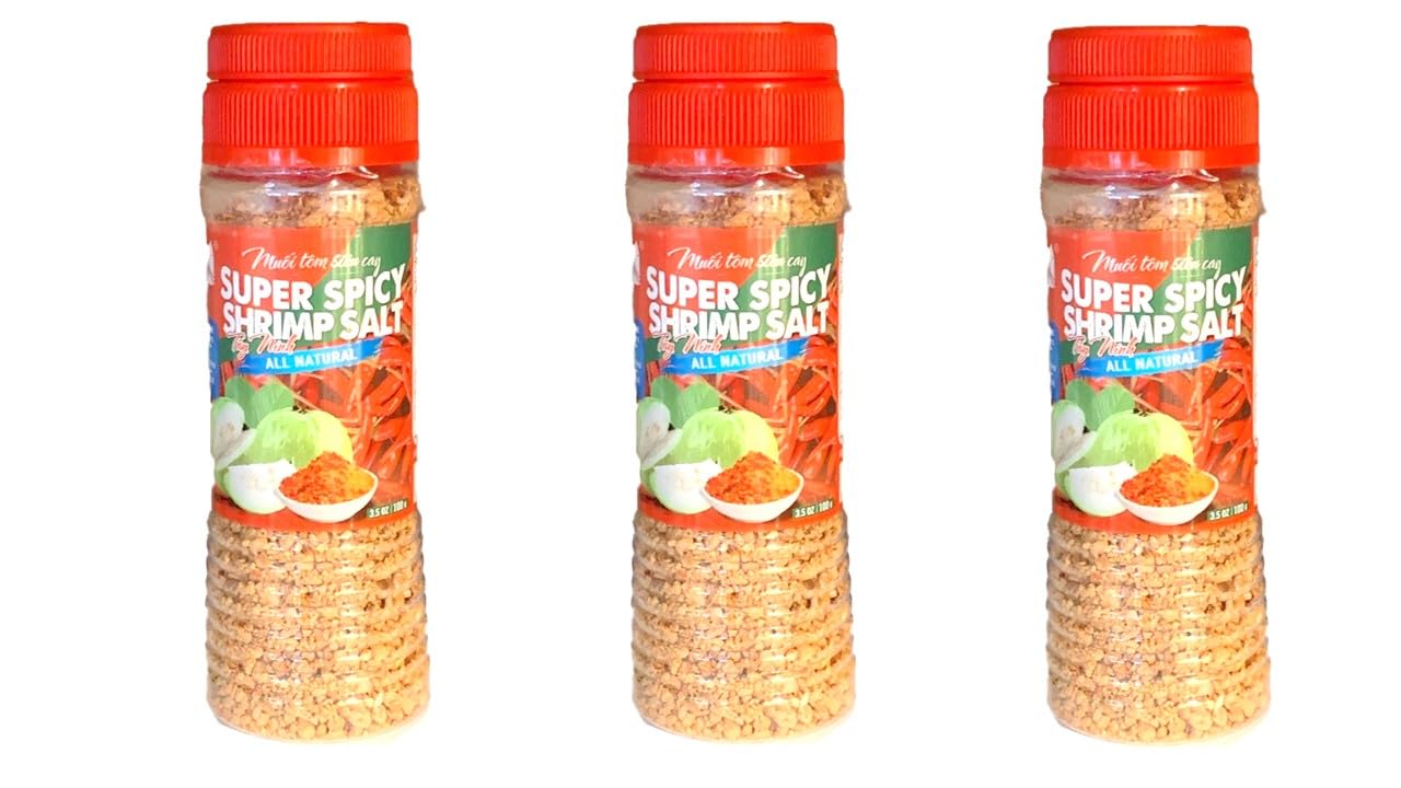3 Packs - Super Spicy Shrimp Salt All Natural - Muoi Tom Tay Ninh Sieu Cay - 3.5 Oz
