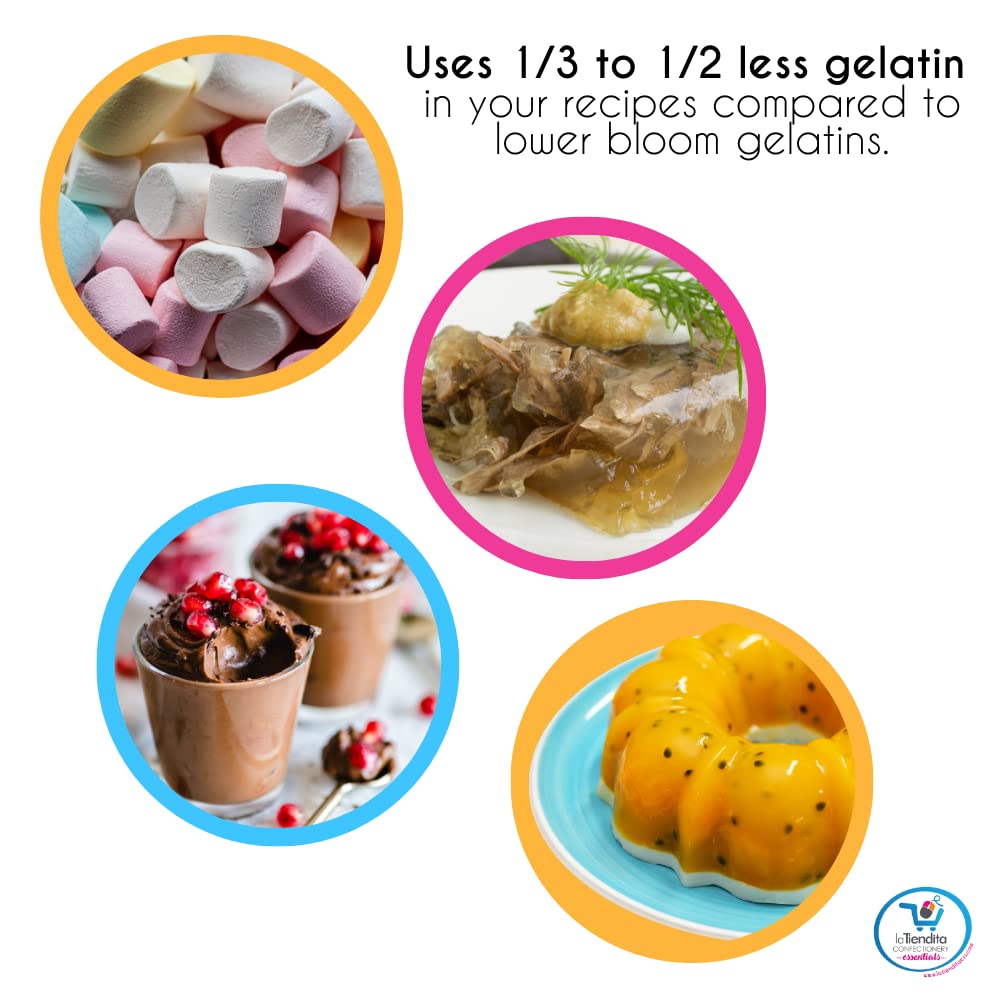 La Tiendita Essentials 300 Degree Bloom Gelatin (2Lb) Beef Unflavored Gelatin Powder, Strongest Gelatin In The Market, Premium,