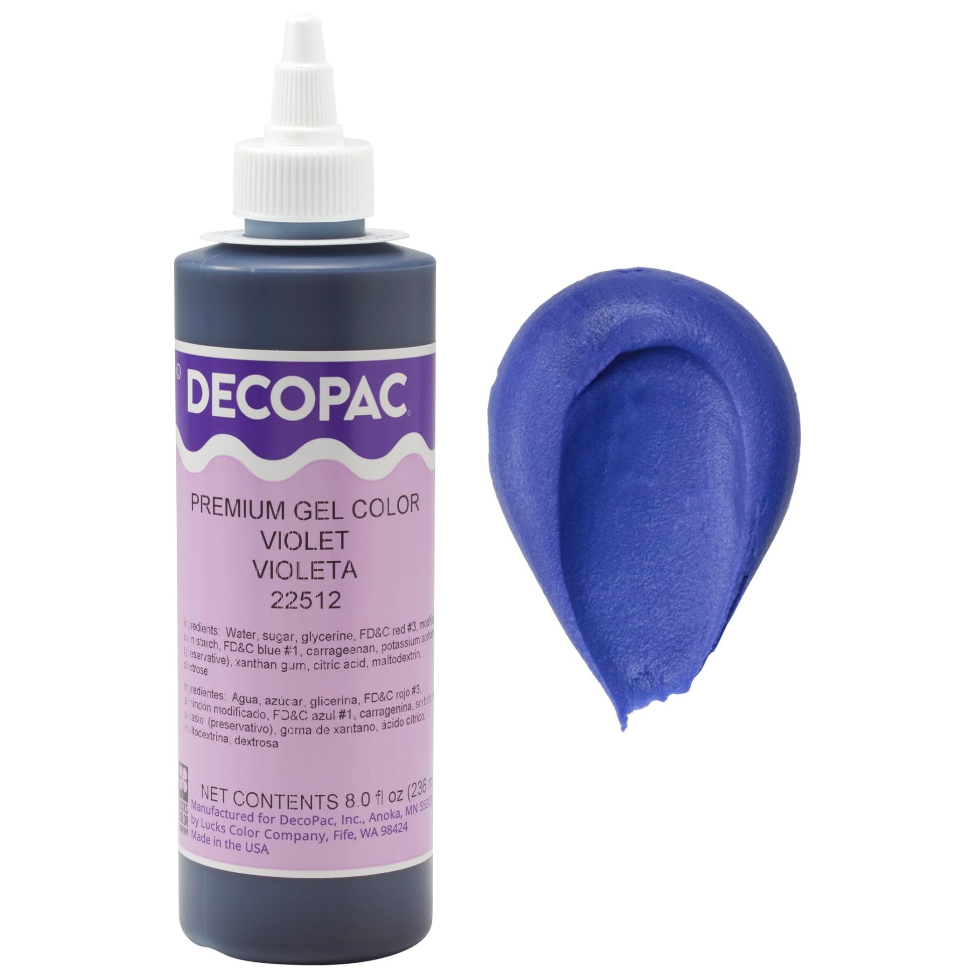 DecoPac Premium Gel Food Coloring | Violet Food Coloring For Baking | 8oz | Color Buttercream, Fondant, Frosting & Piping Gel, F