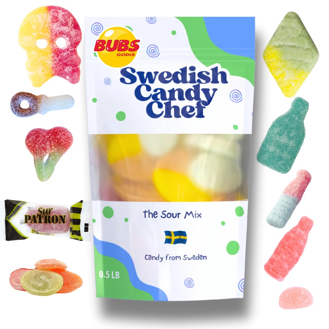 Sour Swedish Candy Chef Mix - Bubs Sour Candy - Chewy and Foamy - Hand Packed in Sweden .5LB