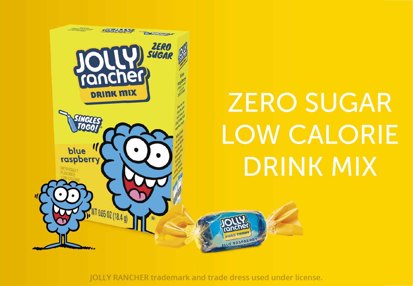 SINGLES TO GO! Jolly Rancher Drink Mix, Blue Raspberry, 12 Boxes with 6 Packets Each, 72 Total Servings, 0.65 Ounce per Pack