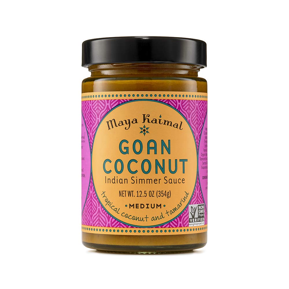 Maya Kaimal Goan Coconut Sauce 12.5 Oz Mild Indian Simmer Sauce With Tropical Coconut And Tamarind. Vegan Gluten Free Non-Gmo Pr