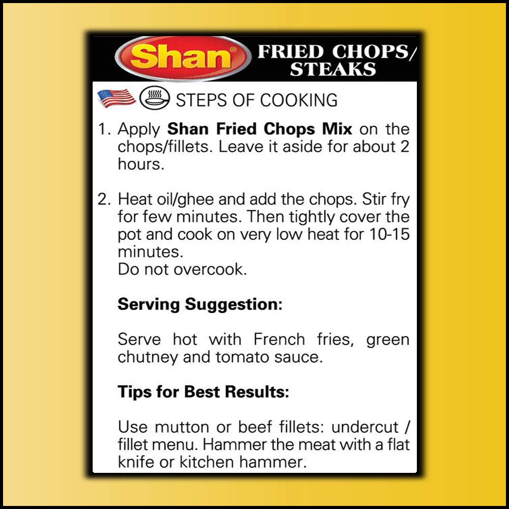 Shan - Fried Chops/Steak Seasoning Mix (50G) - Spice Packets For Spicy Fried Meat (Pack Of 6)