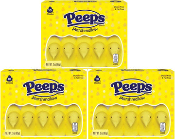 PEEPS Easter Marshmallow Chicks, Variety Pack, 10 Count (Assorted Flavors & Colors) (3 count, Yellow Chicks Marshmallow)