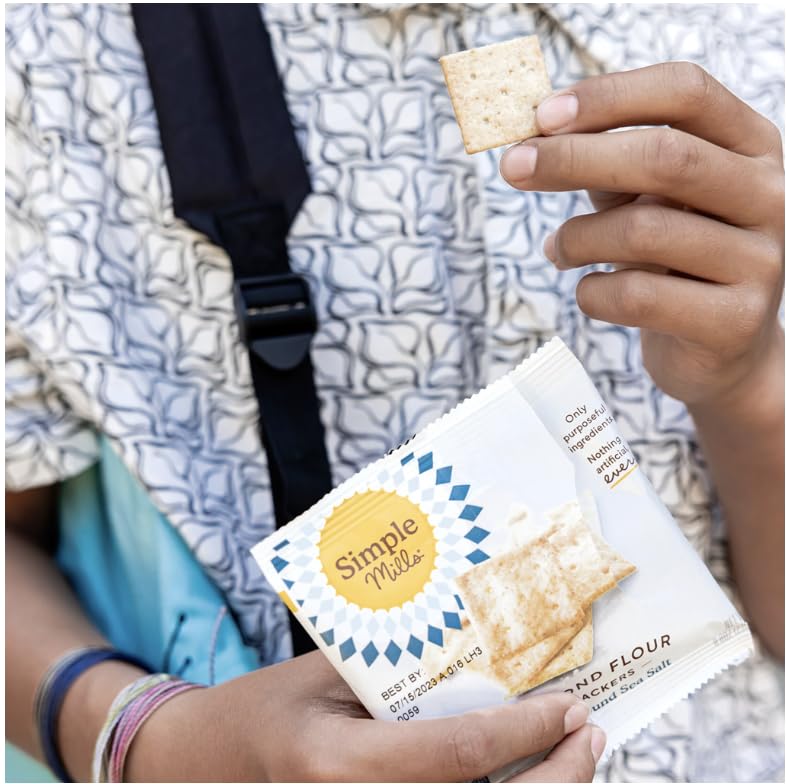 Simple Mills Almond Flour Crackers Snack Packs, Fine Ground Sea Salt, Healthy Snacks for Kids, Cheese Crackers, Gluten Free, 8 C