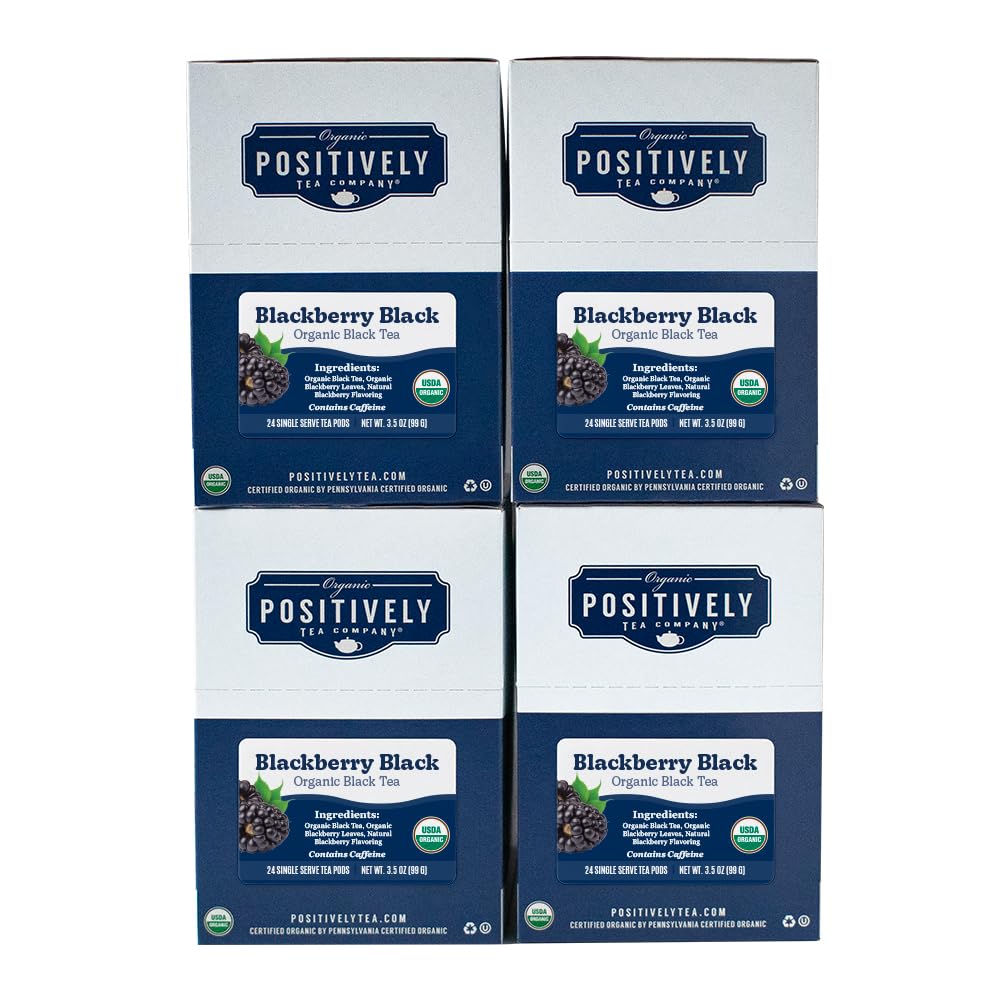 Organic Positively Tea Company, Blackberry Black Tea, K-Cup Compatible, 96 Pods