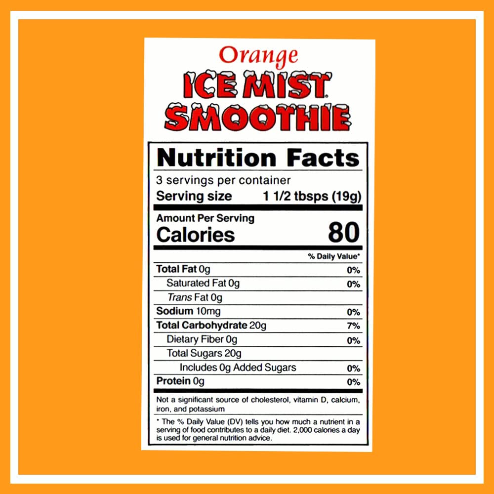 Orange Powder Drink Mix Ice Mist Blended Smoothie By Mpk Foods (4 Packs)