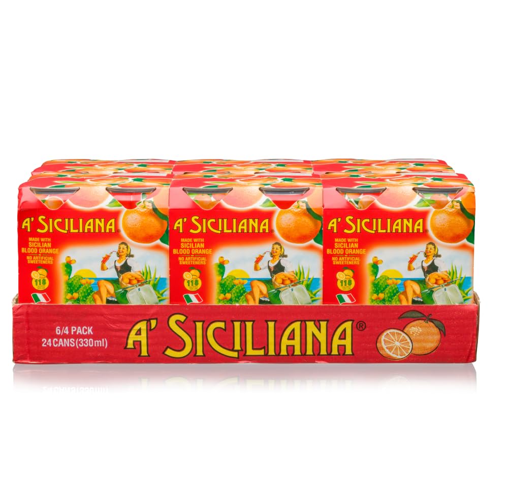 A SICILIANA Sicilian Sparkling Beverage - Limonata Soda, 11.5 Fl Oz Cans, Pack of 24