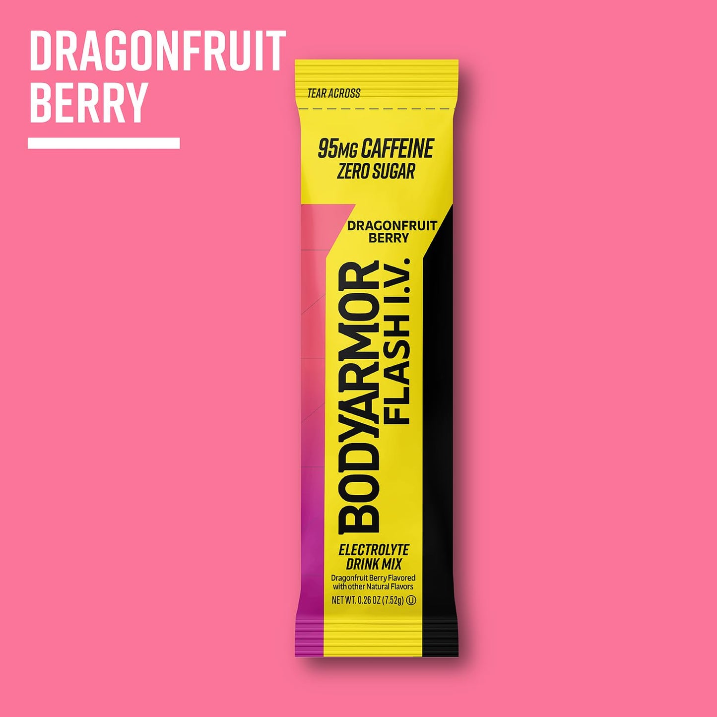 BODYprotective covering Electrolyte Drink Mix - Caffeinated Dragonfruit Berry - Zero Sugar - 6 Pack - 1.68 Ounce Each - Travel Essentials