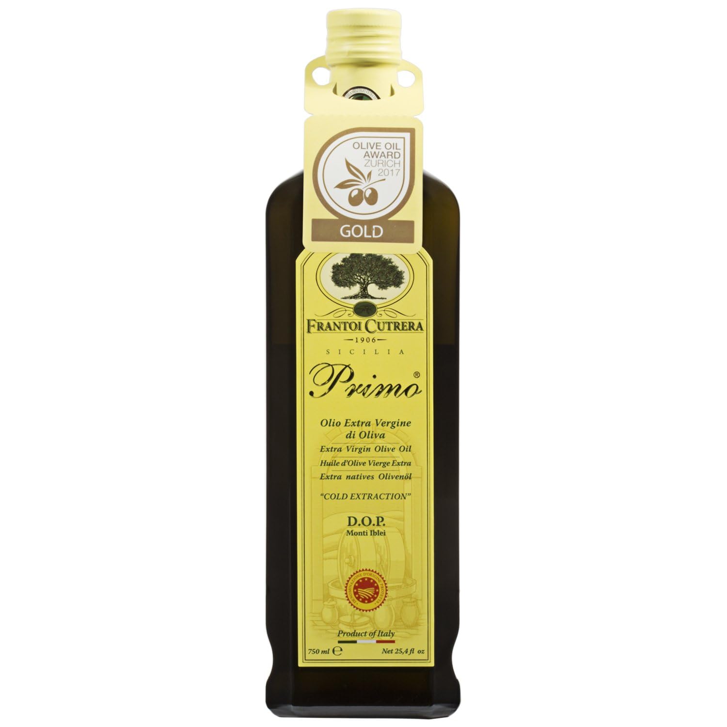 Frantoi Cutrera Primo Cold Extracted Italian Extra Virgin Olive Oil Cold Pressed, Polyphenol Rich Olive Oil, Authentic Certified Dop Sicilian Evoo Imported From Italy, 25.4 Fl Oz (Pack Of 1)