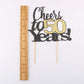 LVEUD Cake Topper - Cheers to 50 Years, 7x8 inches, Black Font with Golden Numbers, Model LX322-334