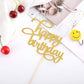 Leeleean Happy Birthday Cake Topper - Single-Sided Gold Glitter Shower Cake Topper For Photo Booth Props, First Anniversary Part
