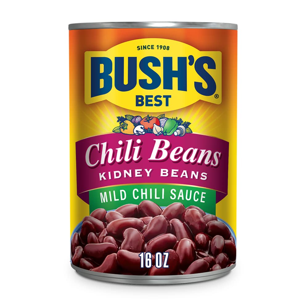 Bush'S Best 16 Oz Canned Kidney Chili Bean/Mild, Source Of Plant Based Protein And Fiber, Low Fat, Gluten Free, (Pack Of 12)