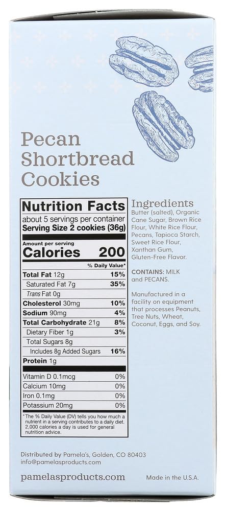 Pamelas Products - Cookies - Pecan Shortbread - Gluten-Free - Case Of 6 - 625 Oz(D0102H5Nmxp)