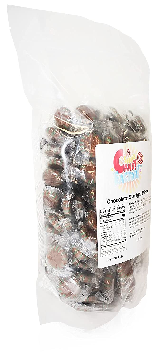 Sarah'S Candy Factory Starlight Chocolate Mints Bulk Hard Candy Discs In Resealable Bag, 3 Lbs