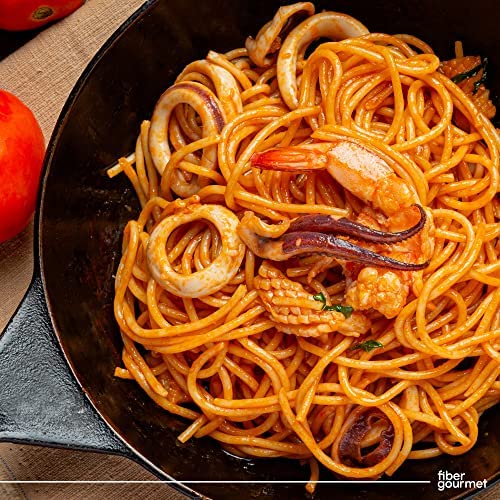 Fiber Gourmet Pasta - Light Spaghetti Pasta - Low Net Carb  Fiber-Rich  Low Calorie  Healthy Pasta - Made in Italy  Kosher  Vegan  Non-GMO - 8 Oz  Pack of 6