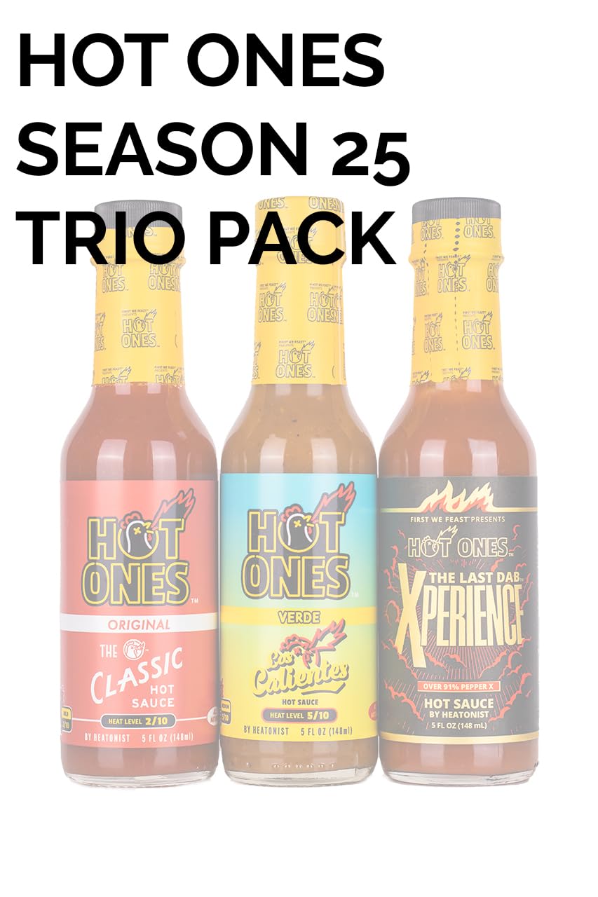 Hot Ones Season 25 Trio Pack Hot Sauce, Made With All Natural Ingredents, 5 Fl Oz Bottles (3-Pack)