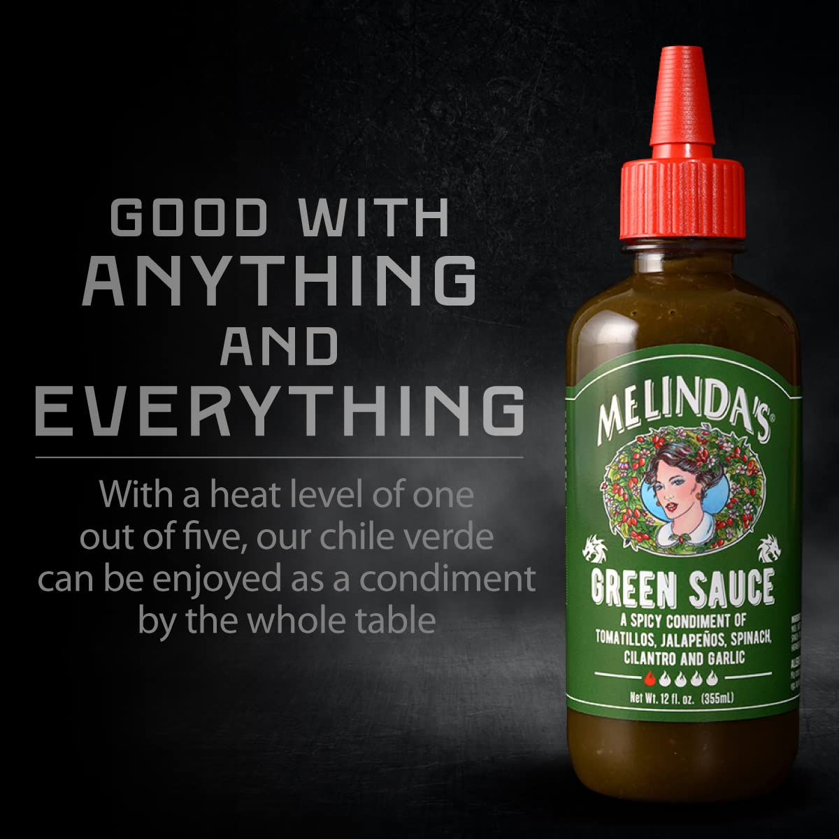 Melindas Green Sauce - Gourmet Mild Chile Verde Hot Sauce - 12 Fl Oz (Pack of 2) - Made with Fresh Ingredients
