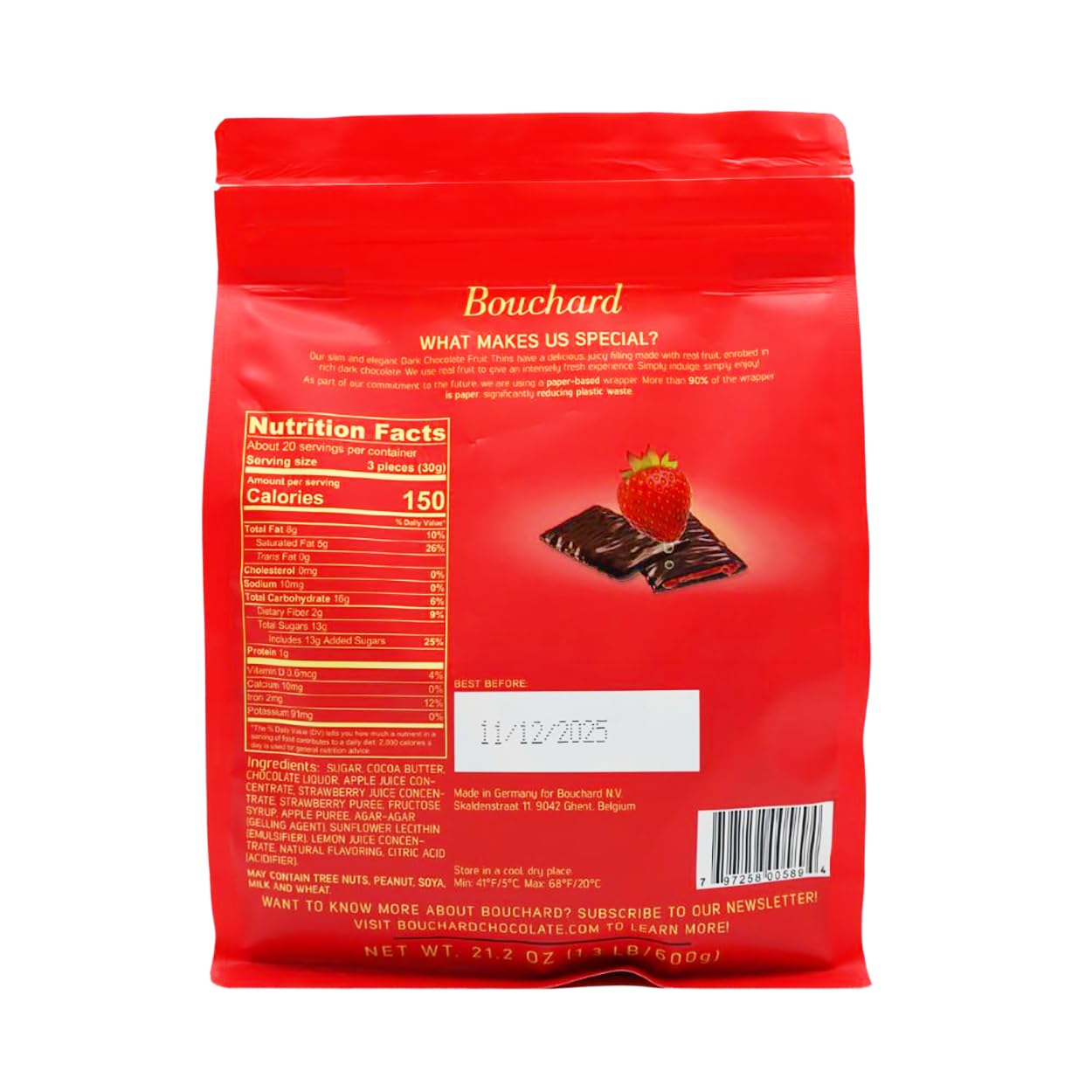 Dark Chocolate Strawberry Thins 21.2 Oz (1.3 Lb/600G)