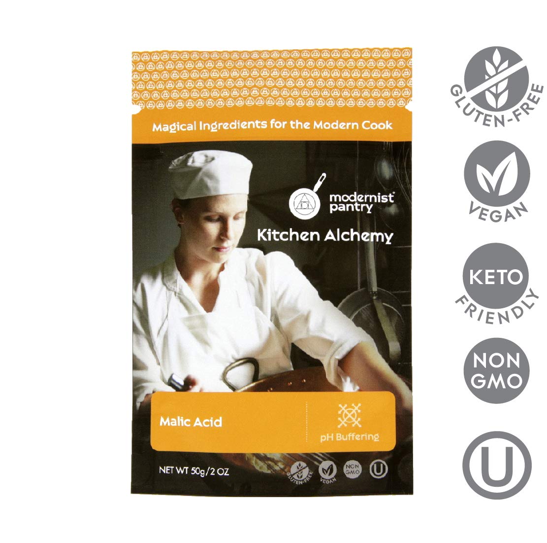 Modernist Pantry Pure Malic Acid - Non-GMO, Gluten-Free, Vegan, OU Kosher Certified, 50g/2oz