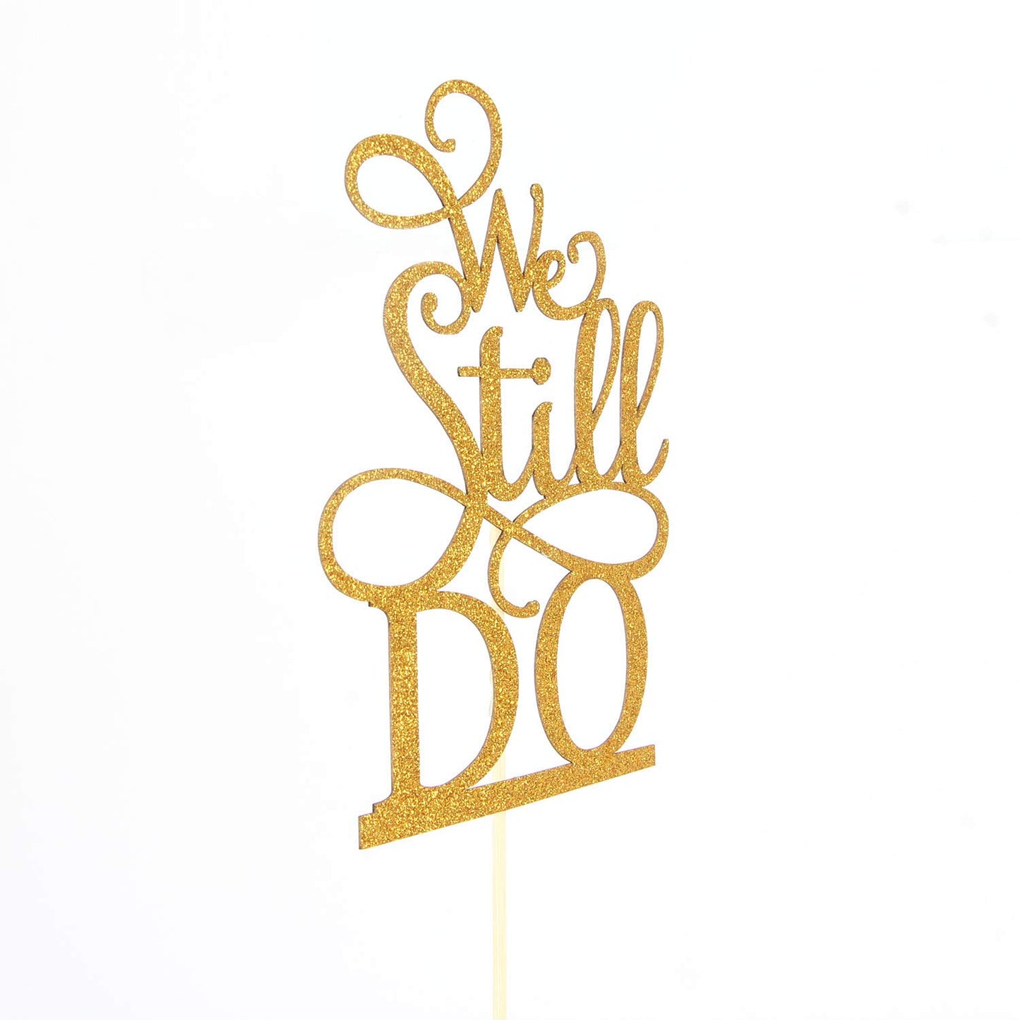 Hotmoon We Still Do Cake Topper - Gold Glitter Plastic Decoration for Vow Renewal & Wedding Anniversary, Model HM-0088