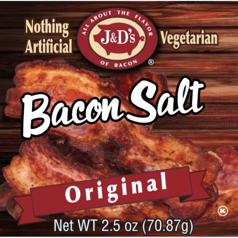 J&Ds Bacon Salt, Original, 2.6 Ounce, Bacon-Flavored Seasoning Salt, Vegan, Vegetarian, Kosher