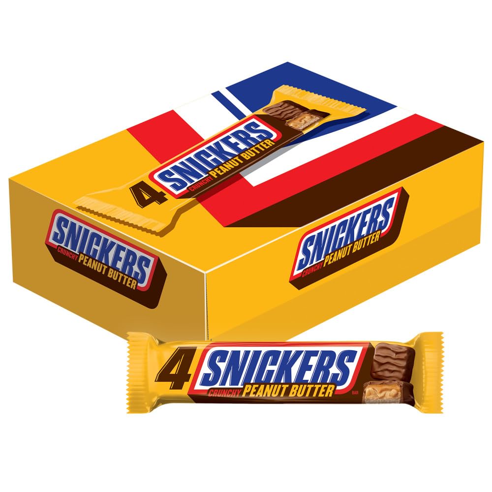 Snickers Crunchy Peanut Butter Squared Sharing Size Chocolate Candy Bars 3.56-Ounce Bar 18-Count Box