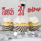 Graduation Cupcake Toppers 2024 Red, Glitter Class Of 2024 Cupcake Toppers Supplies, Class Of 2024 Congrats Grad Cap Diploma Cup