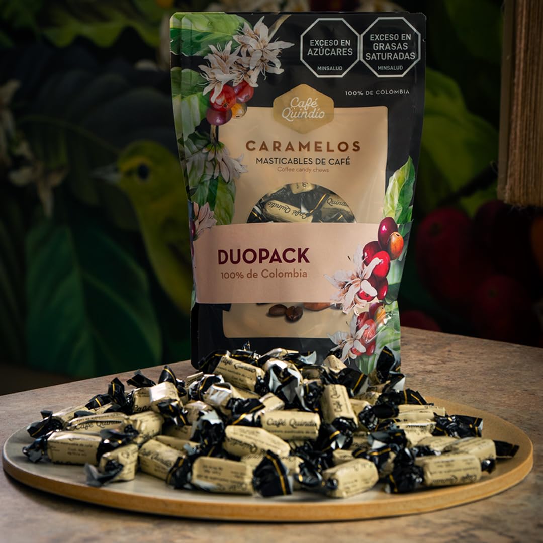 Cafe Quindio Chewy Coffee Caramels Duopack (2 Bags Of 8.5 Oz (240G) Each) - Approximately 120 Candies