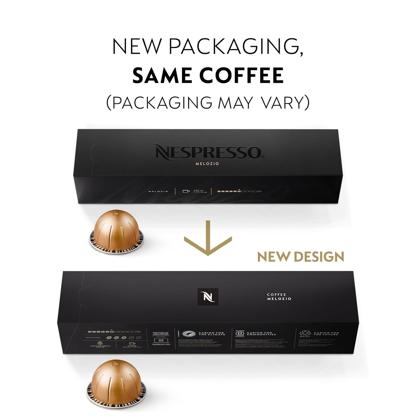 Nespresso compact pieces Vertuo Melozio Medium Roast Coffee Pods, 10 Count (Pack of 3), Model 102794