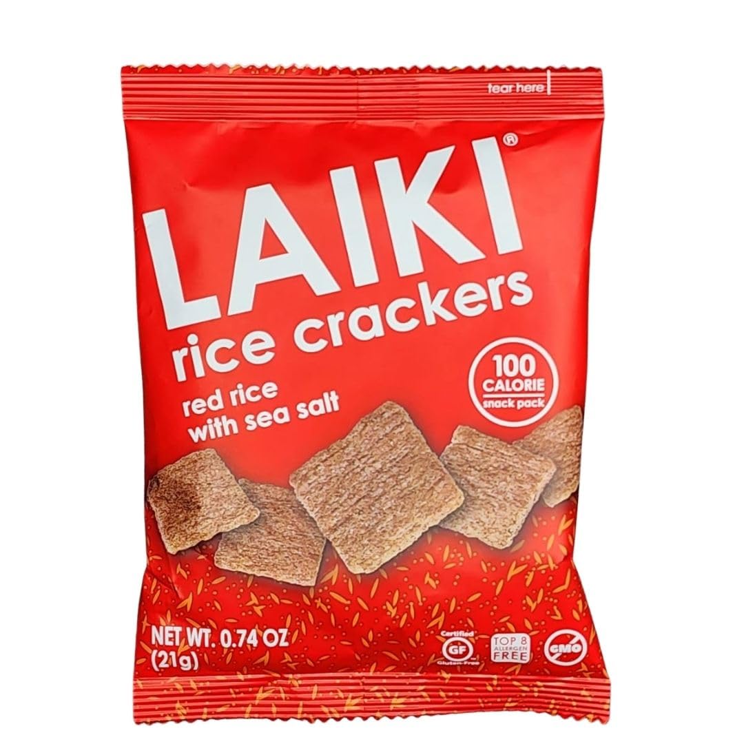 LAIKI Gluten Free Rice Crackers - Low Sodium Vegan Snack - 0.74 Ounce Pack of 30 - NON-GMO, Seed Oil Free, Diabetic Friendly