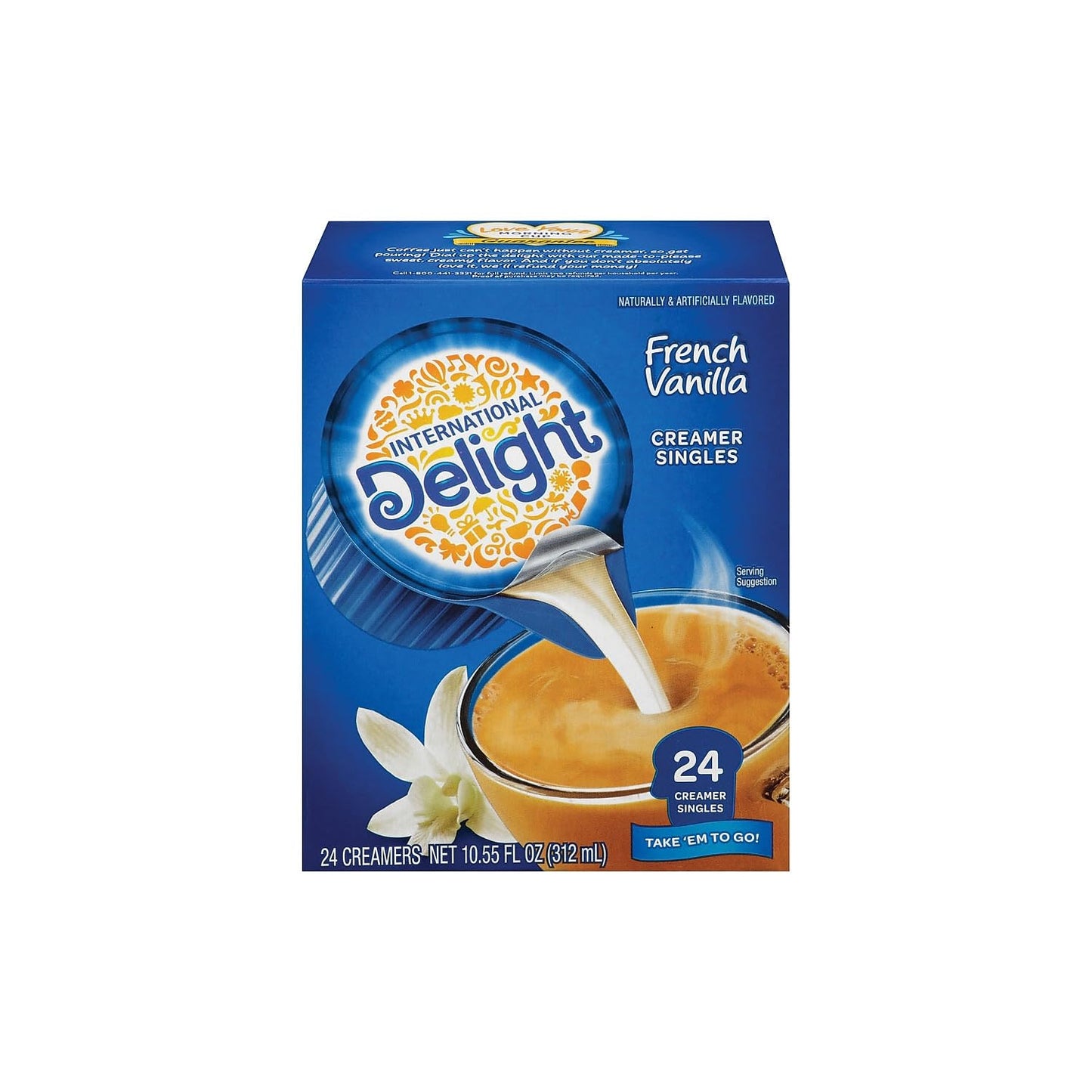 International Delight 100681 Liquid Non-Dairy Coffee Creamer, French Vanilla, 0.4375 Oz Cup, 24/Box